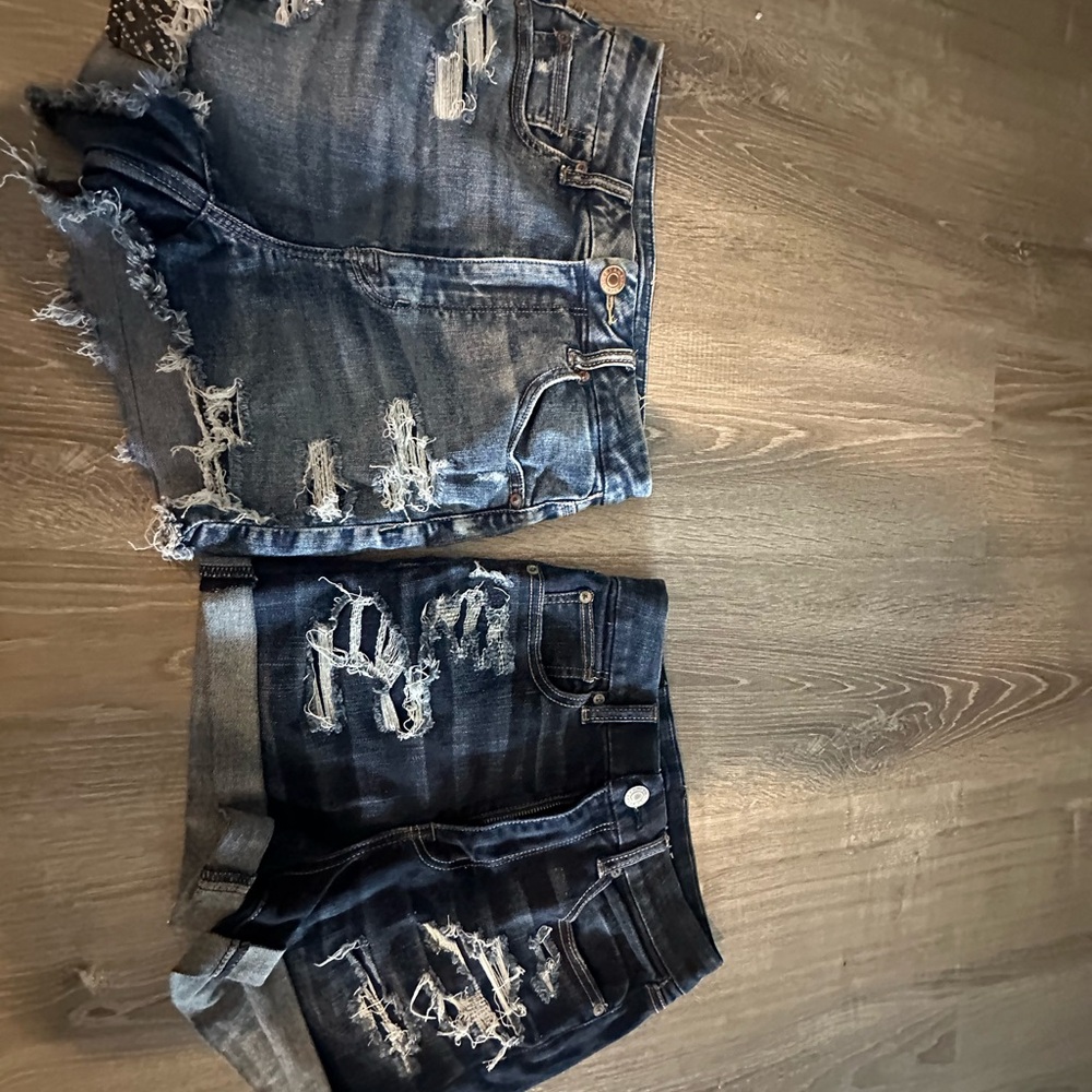 American Eagle Outfitters Blue Distressed Jean Shorts